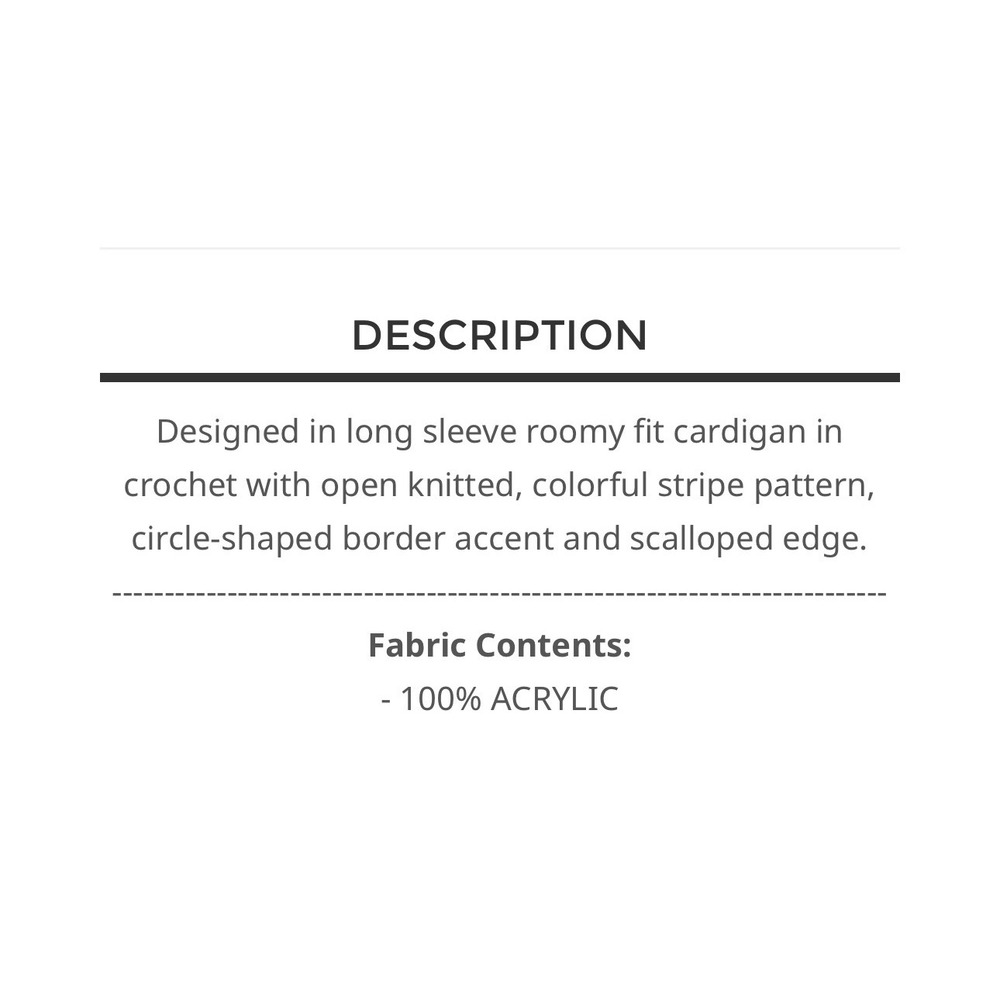 POL Boho Crochet Long Duster Cardigan Open Knit Scalloped Edge one size - Picture 3 of 6
